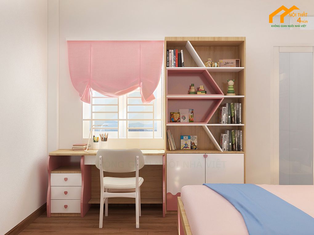 Mẫu phòng ngủ màu hồng lãng mạng bé gái đẹp Mẫu phòng ngủ màu hồng lãng mạng bé gái đẹp