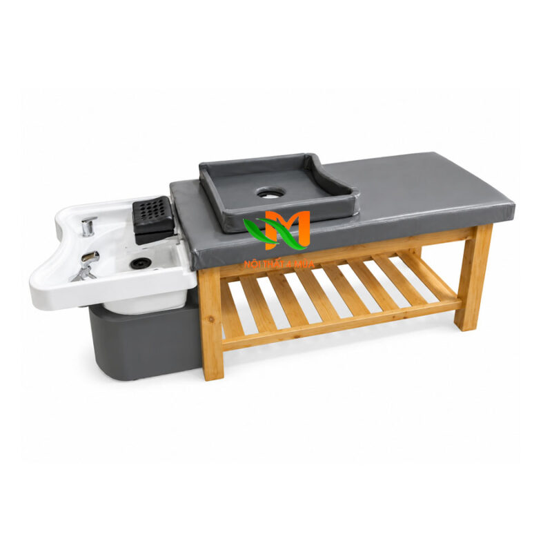 Giường gội đầu dưỡng sinh bồn nhựa màu xanh – GGDSN01 8 Giường gội 2 in 1 khung gỗ bồn nhựa