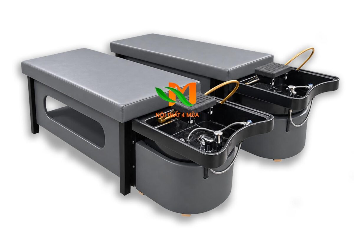 Giường gội đầu dưỡng sinh bồn nhựa màu xanh – GGDSN01 12 Giường gội khung sắt 2 in 1 bồn nhựa tai thỏ màu đen