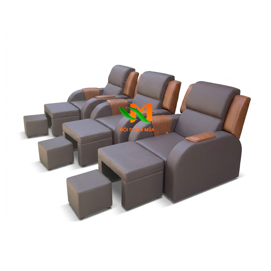Ghế massage foot bọc simili màu xám + cam - GMF31 4 Mẫu ghế foot điện màu xám kết hợp cam bọc da