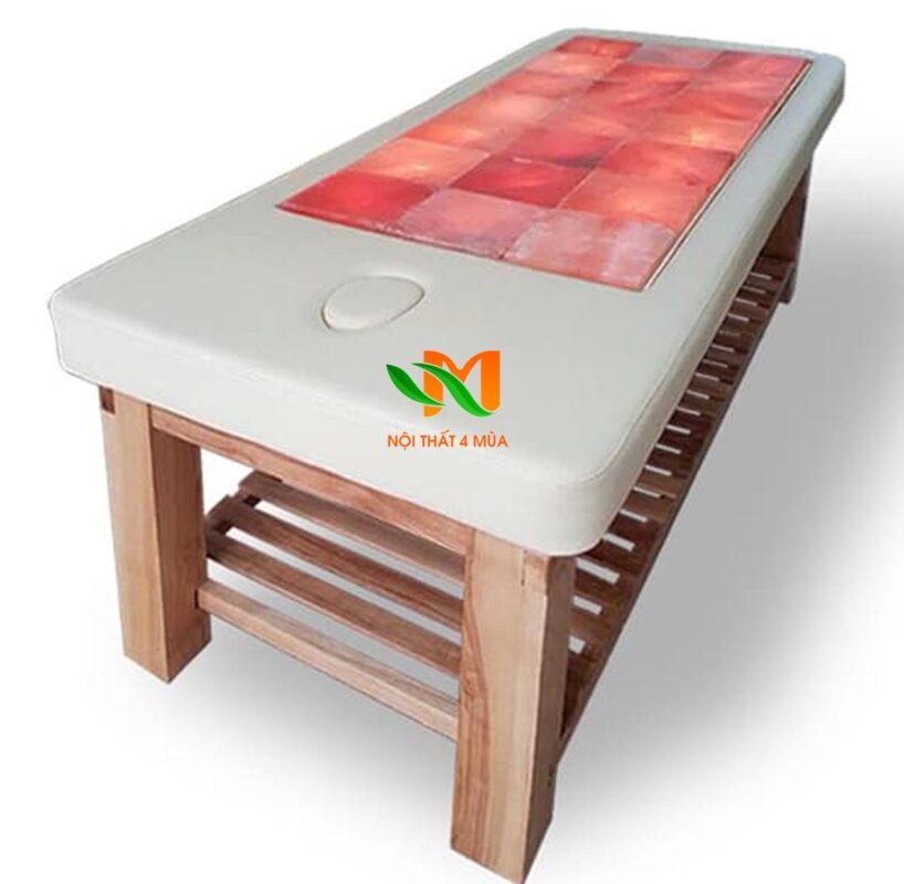 Giường gội đầu đá muối Himalaya 12 viên cao cấp - GGĐM01 10 Giường đá muối Himalaya loại 18 viên được bọc simili