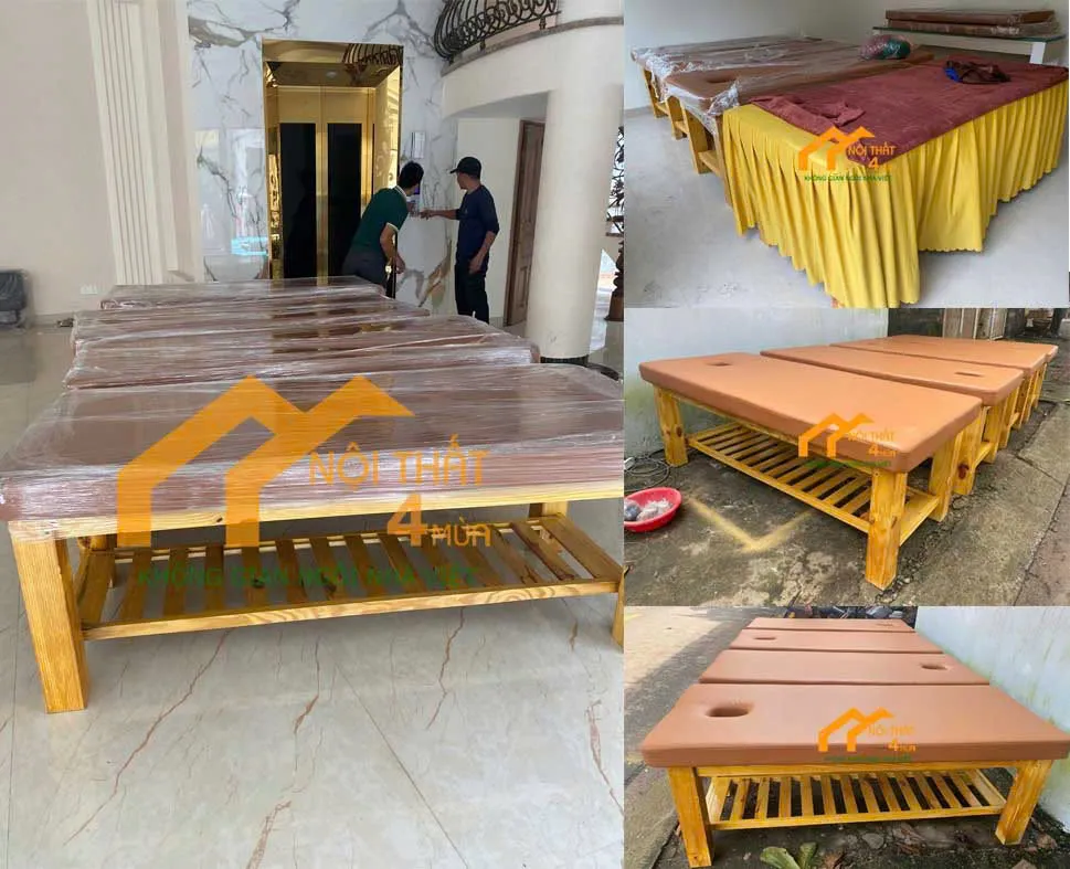 Giường Spa, Tủ Trưng Bày Mỹ Phẩm: Giải Pháp Nội Thất Cao Cấp Cho Spa Tại Gò Vấp 2 Giường Spa gỗ tự nhiên cao cấp cho không gian spa hiện đại