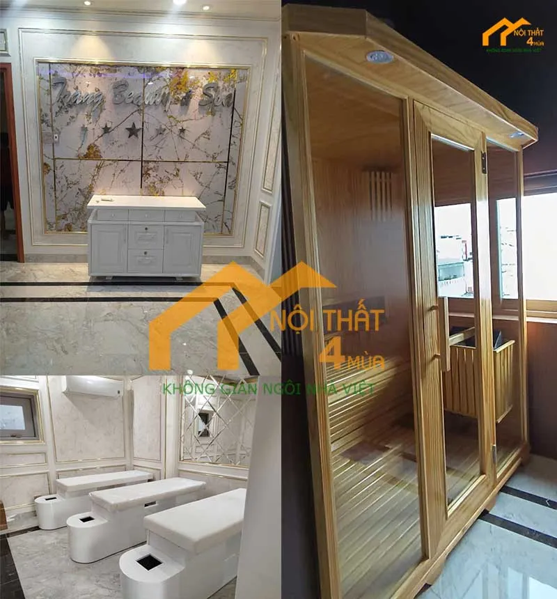 Thi Công Trọn Gói Mẫu Giường Spa & Nội Thất Spa Đẹp Tại Cà Mau 6 Không Gian Spa Đẹp Với Giường Spa, Nội Thất Spa Tân Cổ Điển Và Phòng Xông Hơi Gỗ Sang Trọng