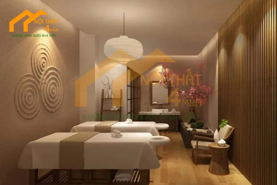Nội Thất Spa Hiện Đại Với Giường Spa, Sofa Đơn, Sofa Đôi – Dự Án Tại Khánh Hòa 12 Tổng thể không gian spa với giường spa, sofa đơn, sofa đôi đồng bộ
