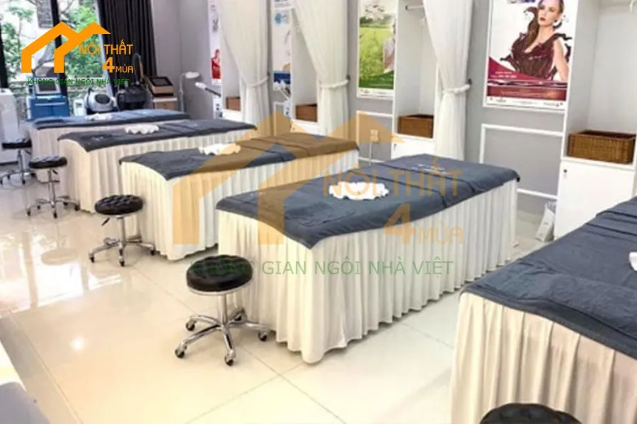 Nội Thất Spa Hiện Đại Với Giường Spa, Sofa Đơn, Sofa Đôi – Dự Án Tại Khánh Hòa 9 Cận cảnh giường spa với lớp đệm dày và khung chắc chắn