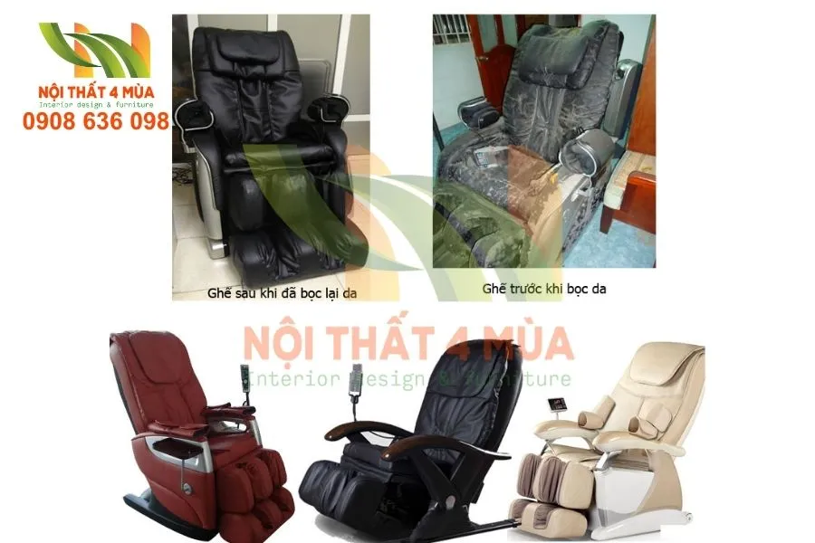 Dịch Vụ Bọc & Thay Da Ghế Massage Cao Cấp, Giá Rẻ Tại Nhà Ở TPHCM 12 Hình ảnh thay da ghế massage cũ thành mới.