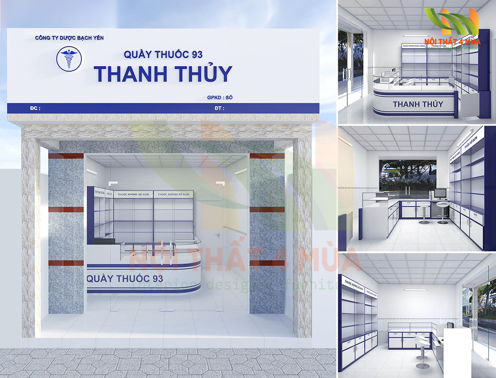 365+ Mẫu thiết kế nội thất đẹp - Báo giá thiết kế 2025 8 Thiết kế tiệm thuốc tây Thanh Thủy