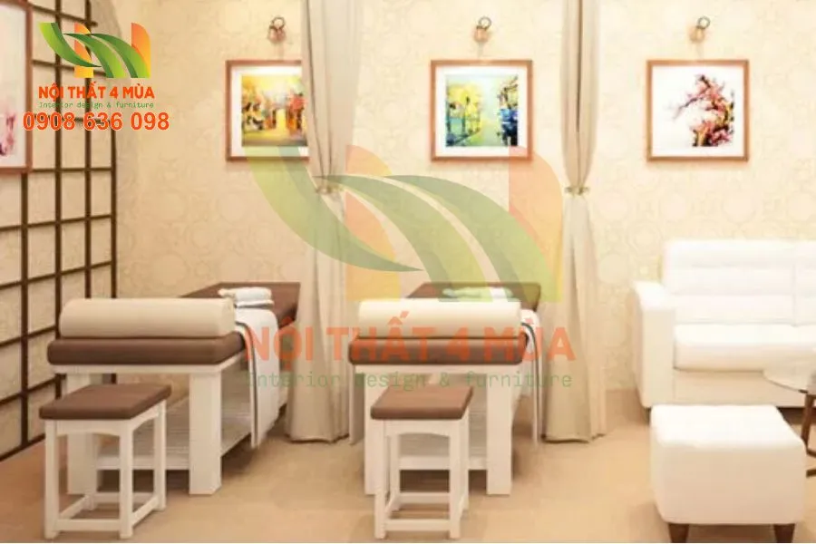 Bọc Nệm Giường Spa Chuyên Nghiệp – Giải Pháp Nâng Tầm Không Gian Spa 10 Hình ảnh Bọc Nệm Giường Spa tông màu sáng trang nhã