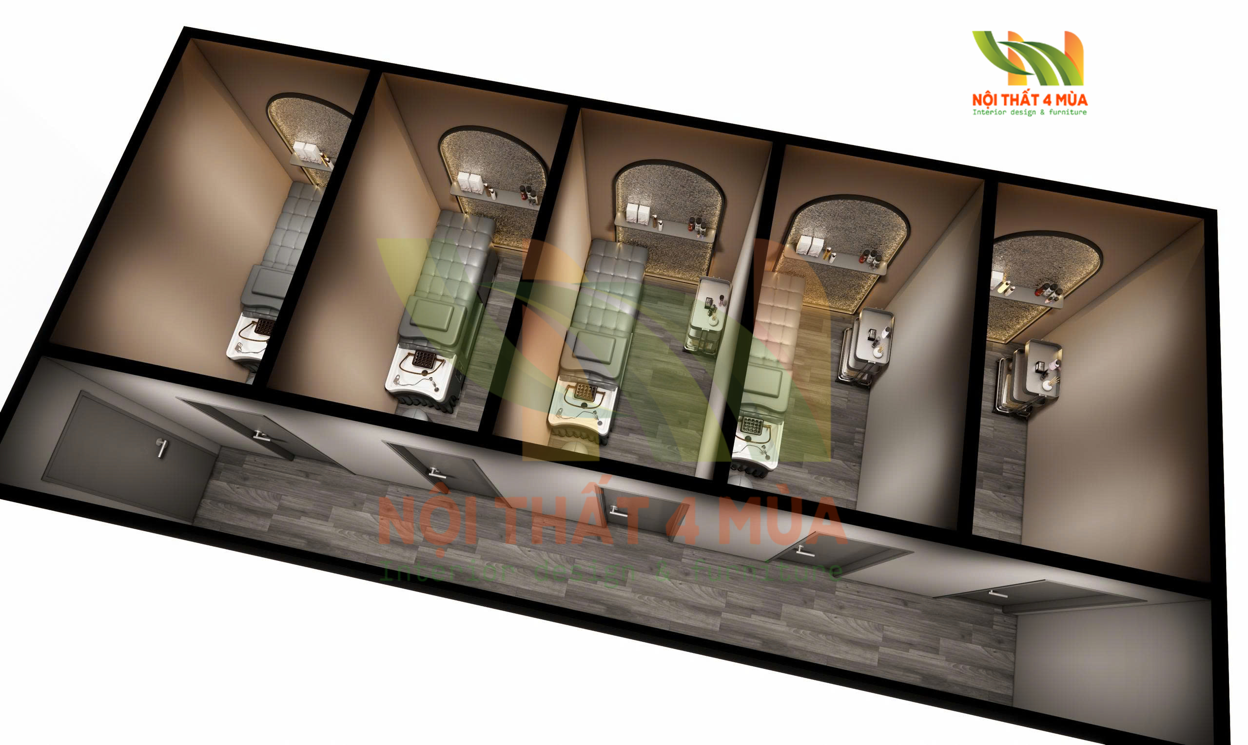 Thiết kế spa dưỡng sinh Yuki - Quận 10 11 Thiết kế phân bố phòng gội đầu dưỡng sinh spa Yuki hiện đại và bố cục hợp lý.