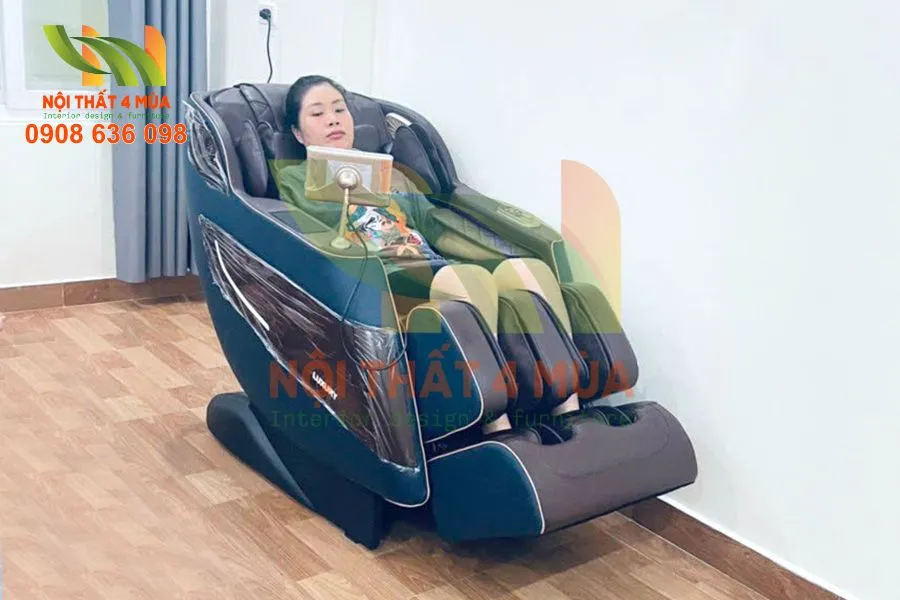 Ghế massage thiết kế lại với da mới cao cấp