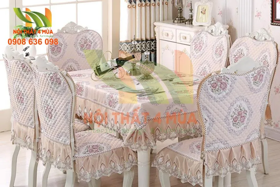 Mẫu bọc bàn ăn giả da bền đẹp, dễ vệ sinh