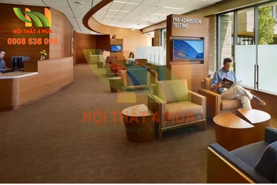 Hình ảnh thực tế bọc ghế sofa bệnh viện với chất liệu vinyl y tế