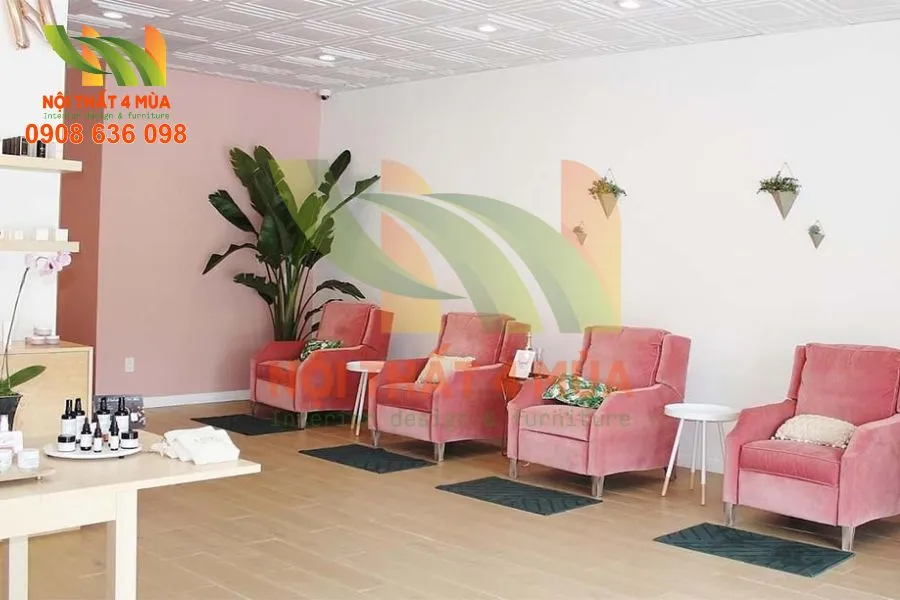 Hình thực tế bọc ghế sofa spa cho tiệm nail và chăm sóc da