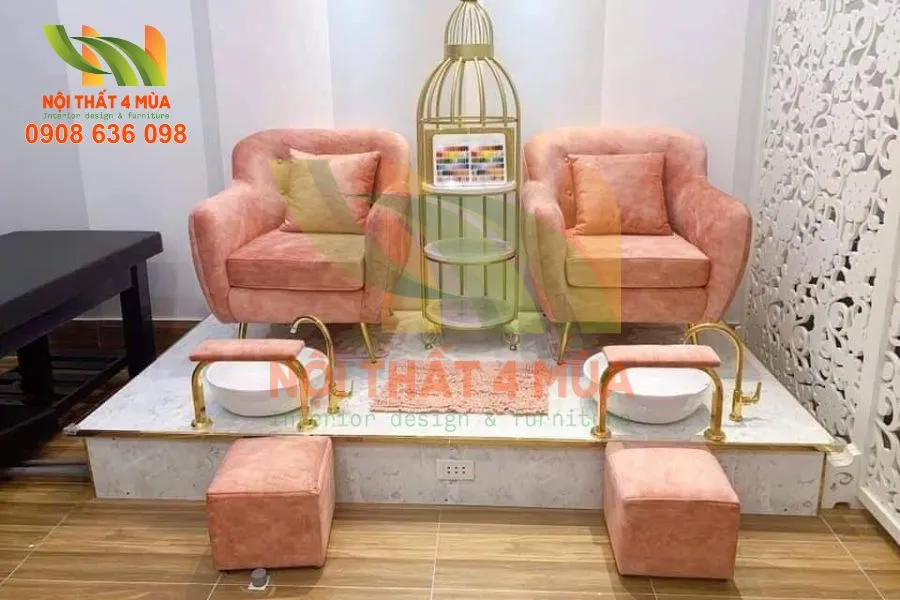 Hình ảnh bọc ghế sofa spa với họa tiết tinh tế, sang trọng