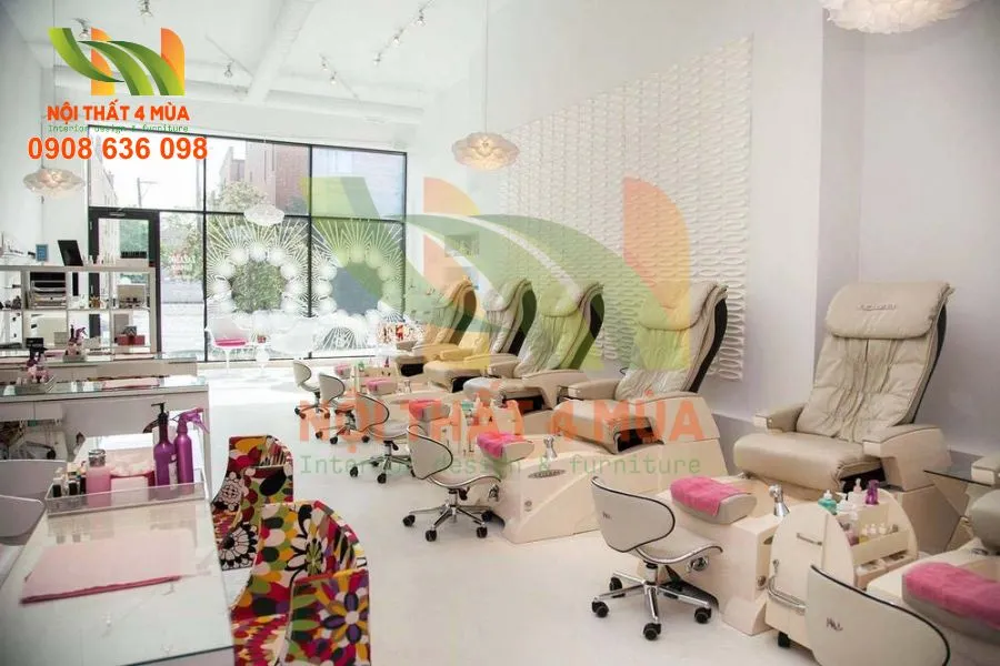 Thiết kế bọc ghế sofa spa tone nâu ấm, tạo cảm giác thư giãn