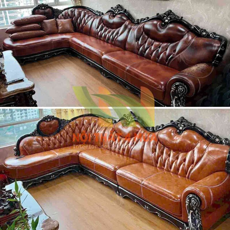 Trước và sau khi bọc ghế sofa phòng khách cổ điển