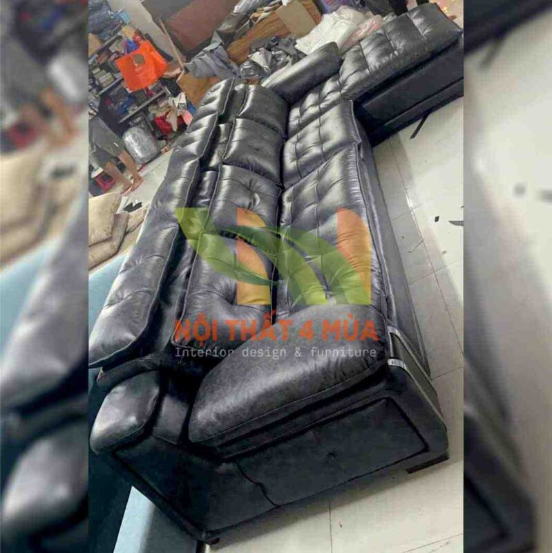 Mẫu bọc ghế sofa da tựa lưng liền tựa đầu hiện đại 