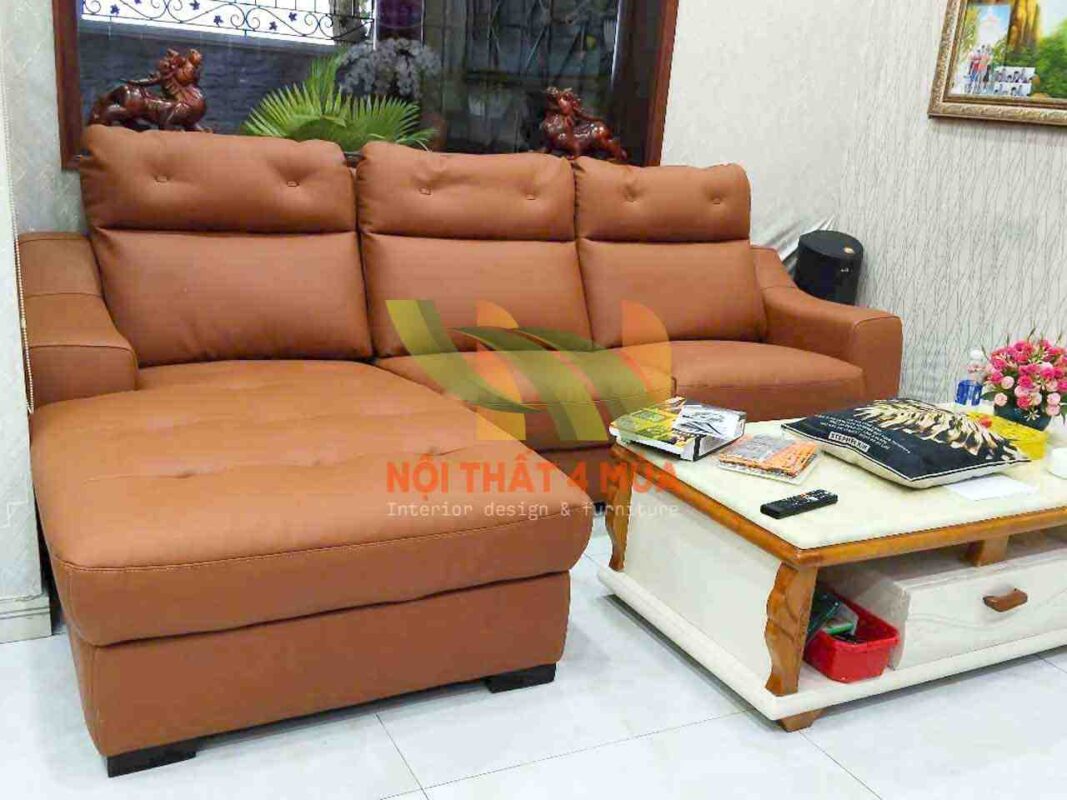Mẫu bọc ghế sofa da bò cao cấp, sang trọng