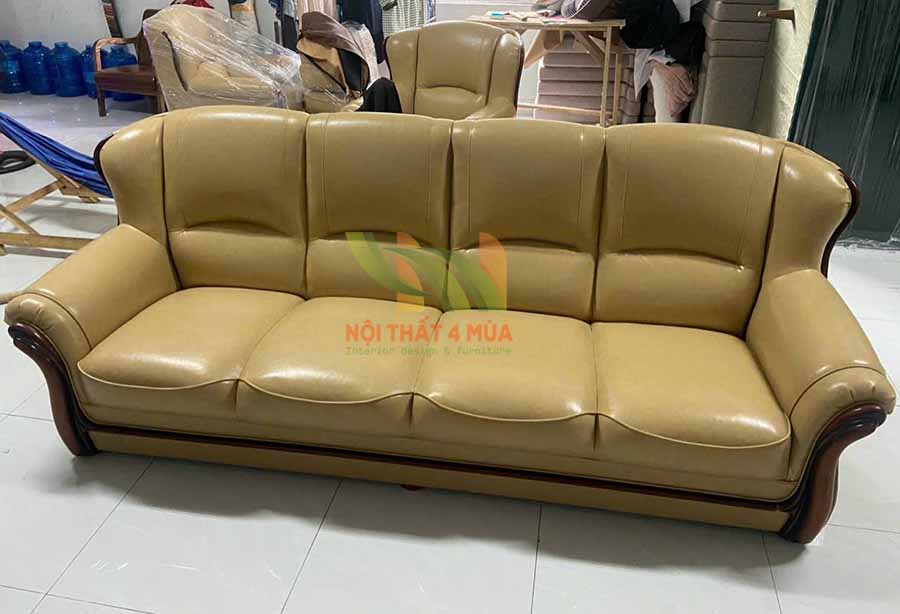 Bọc Ghế Sofa Bọc Da - BLSF05 6 Bộ sofa băng dài sau khi bọc lại