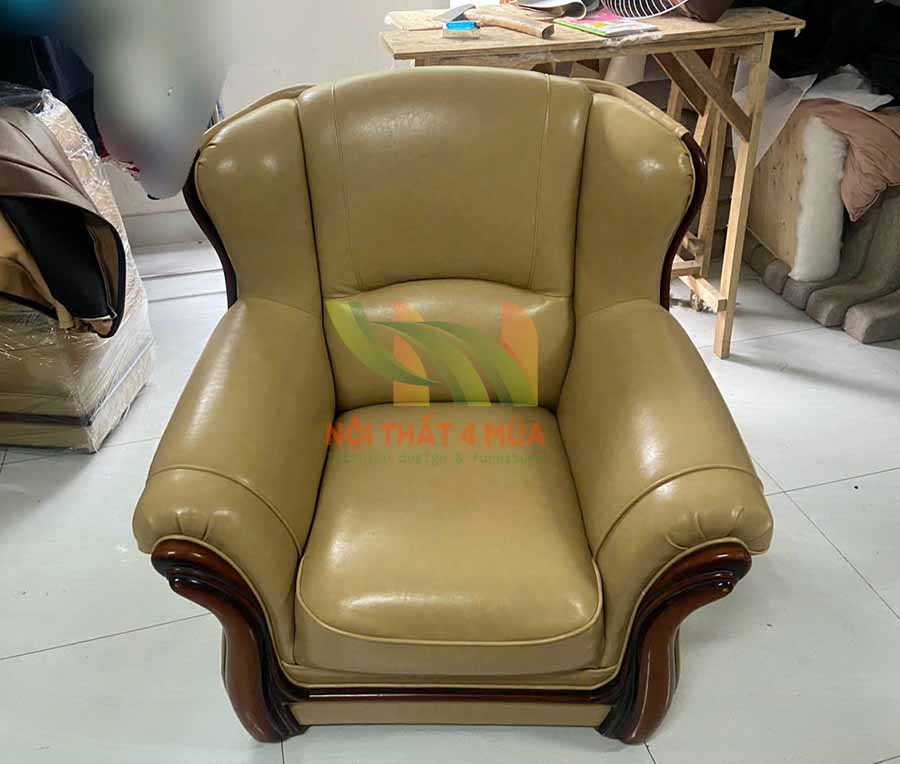 Bọc Ghế Sofa Bọc Da - BLSF05 7 Ghế sofa đơn bọc da sau khi được bọc lại