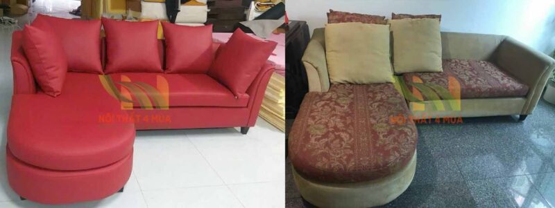 Bọc Ghế Sofa Góc Chữ L - BLSF01 5 Hình ảnh trước và sau khi bọc sofa