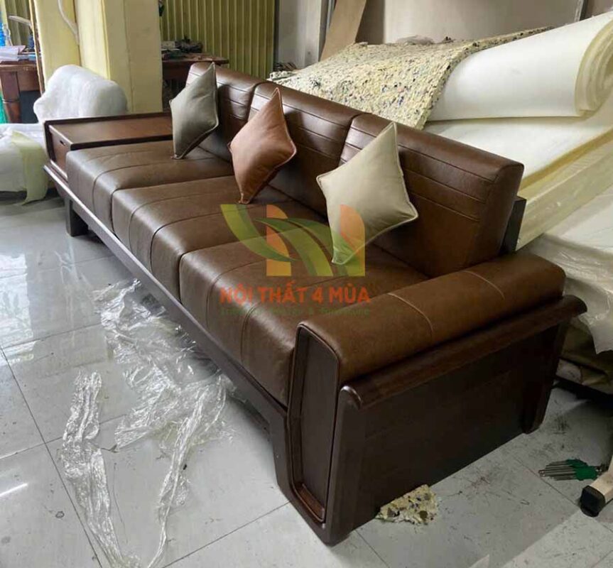 Bộ sofa băng dài bọc da cao cấp