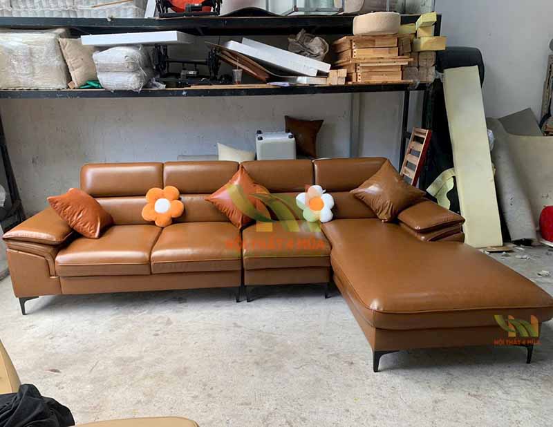 Sofa da góc L hiện đại