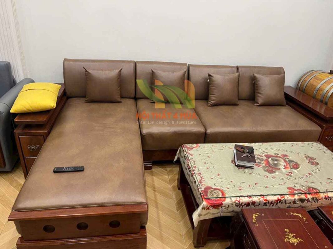 Mẫu bọc ghế sofa gỗ đơn giản, hiện đại.