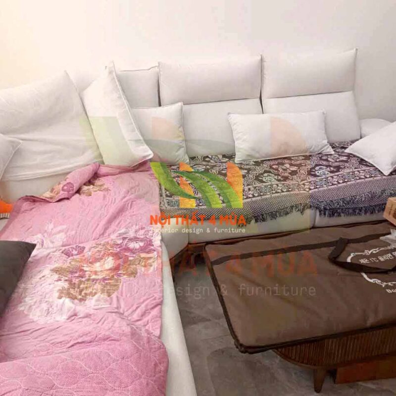 Hình ảnh mẫu sofa góc chữ L trước khi được bọc da
