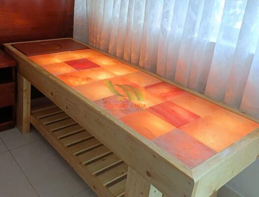 Giường đá muối himalaya 21 viên gỗ thông - GDM15 5 GDM15