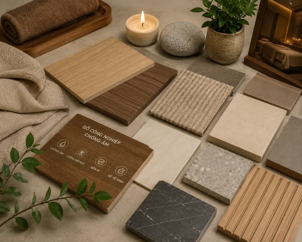 Lựa chọn vật liệu phù hợp giúp tối ưu chi phí thiết kế spa.