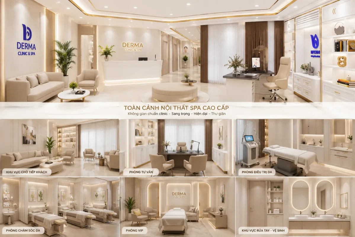 Nội thất spa da liễu hiện đại tạo trải nghiệm chuyên nghiệp