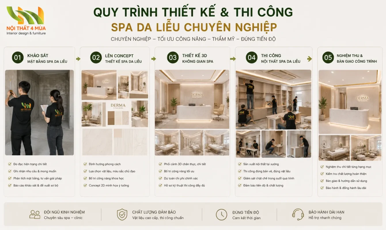 Quy trình thiết kế và thi công spa da liễu chuyên nghiệp