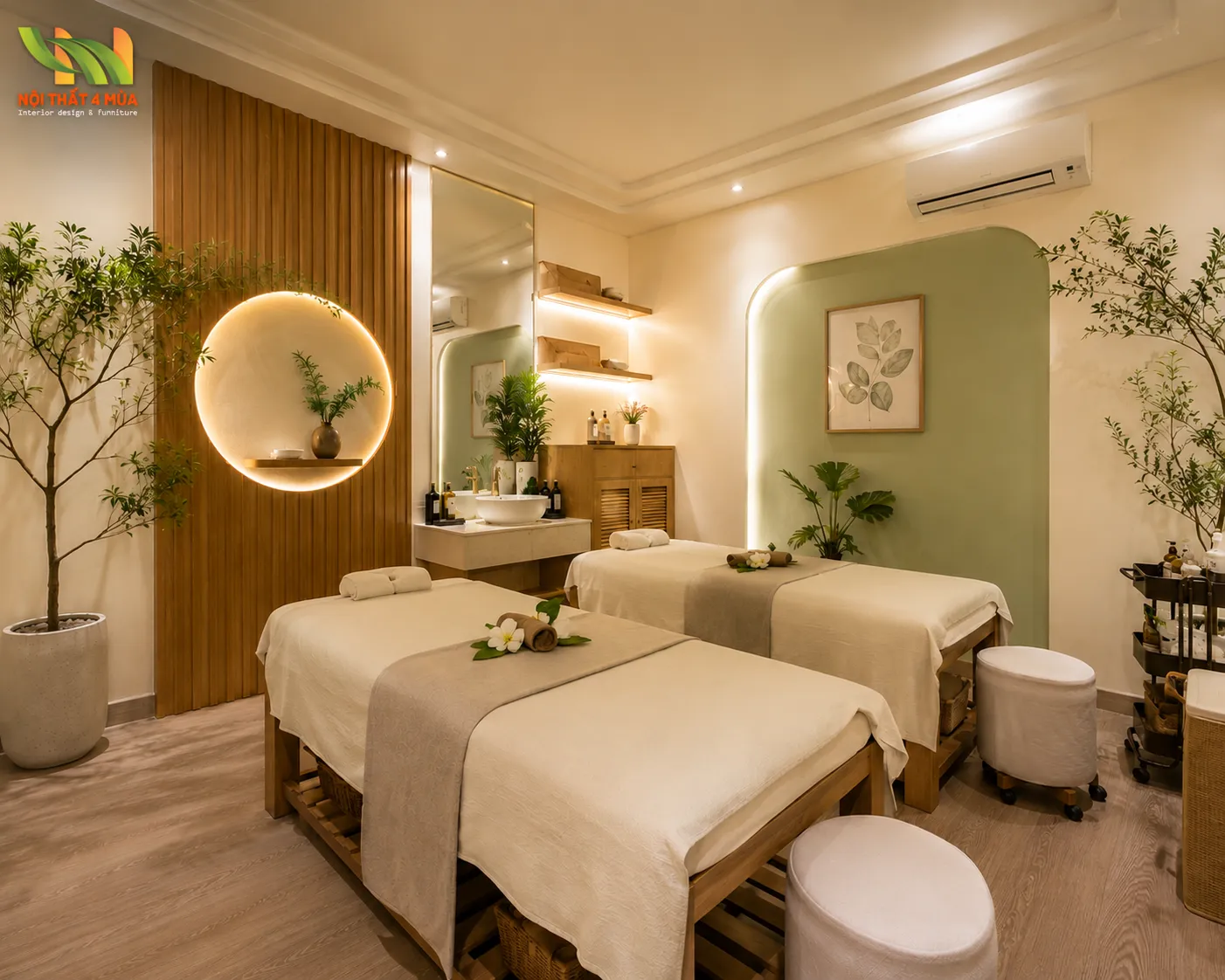 Tone màu tự nhiên giúp không gian spa trở nên hài hòa và dễ chịu.