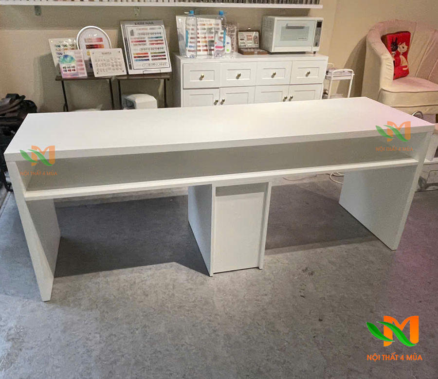 Bàn làm nail 2m gỗ màu trắng hiện đại - BLN25 5 Bàn làm nail 2m gỗ MDF