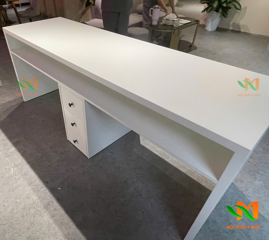 Bàn làm nail 2m gỗ màu trắng hiện đại - BLN25 4 Bàn làm nail 2m gỗ MDF