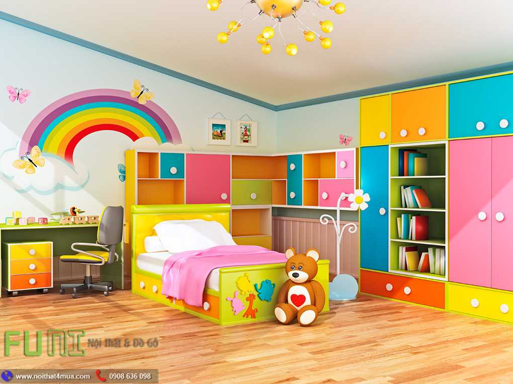 Nội thất phòng bé được thiết kế trẻ trung năng động nhiều màu sắc Nội thất phòng bé được thiết kế trẻ trung năng động nhiều màu sắc