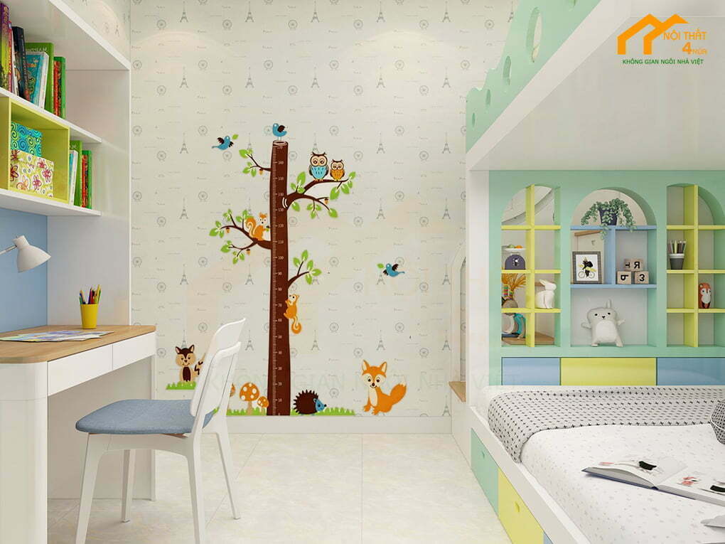 Mẫu phòng ngủ 2 bé trai đẹp Mẫu thiết kế phòng ngủ giường tầng trẻ em đẹp