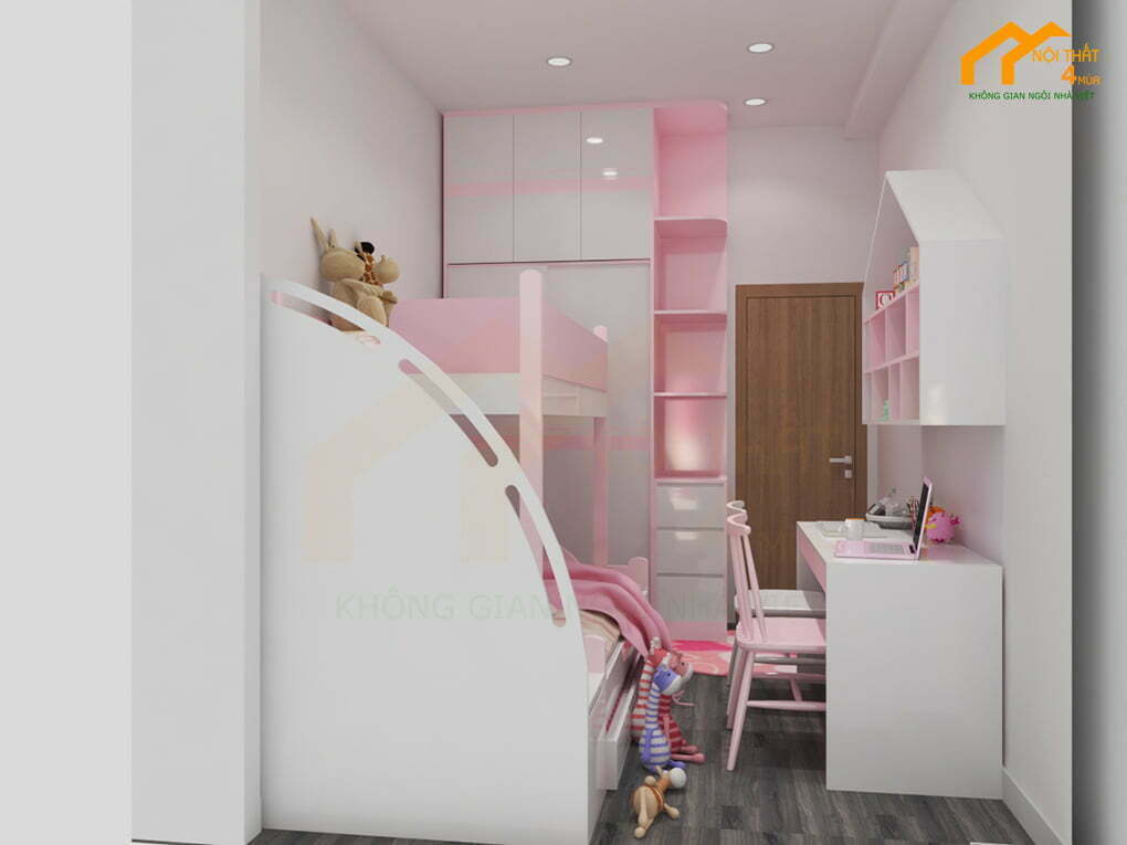 50+ Mẫu thiết kế nội thất phòng ngủ trẻ em đẹp, đáng yêu nhất 16 Mẫu phòng ngủ giường tầng bé gái đẹp