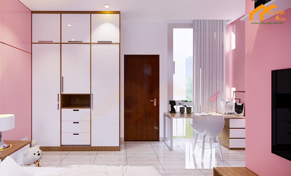 50+ Mẫu thiết kế nội thất phòng ngủ trẻ em đẹp, đáng yêu nhất 7 Phòng ngủ bé gái màu hồng