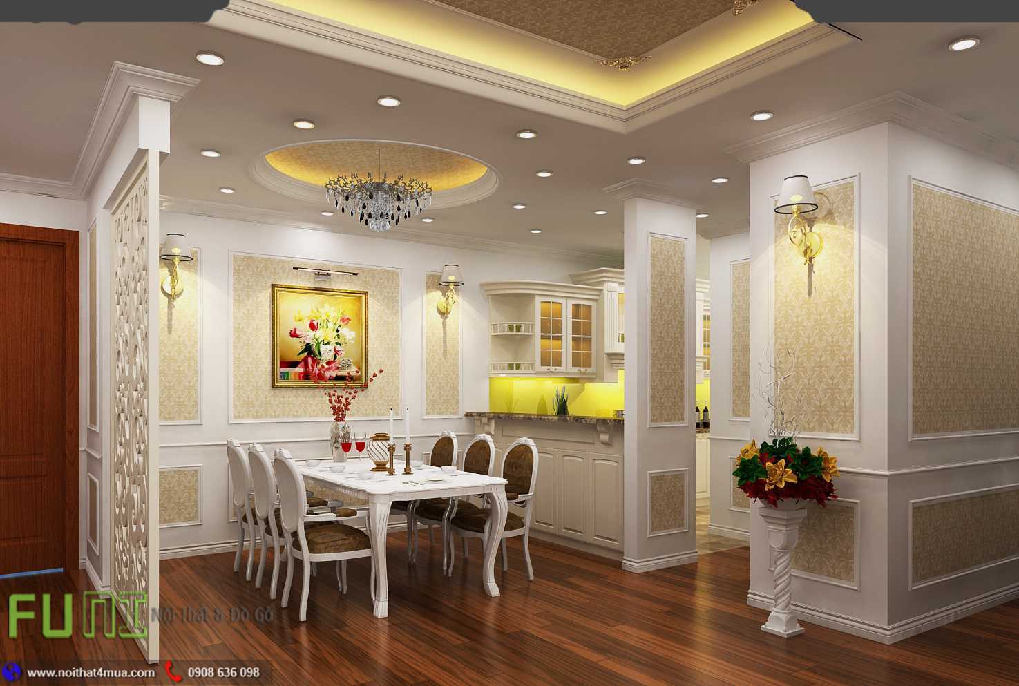 Thiết kế nội thất tân cổ điển cho nhà ống Thiết kế nội thất tân cổ điển cho nhà ống