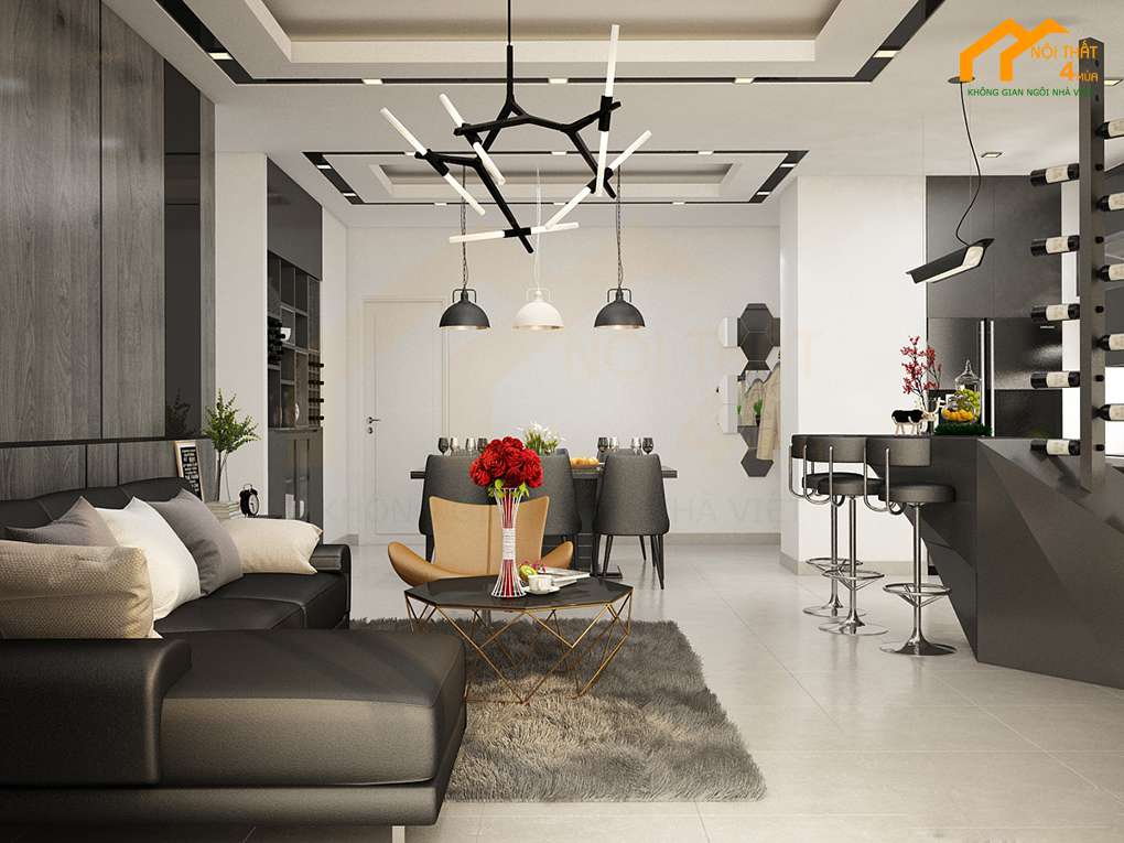 Phòng khách chung cư sang trọng