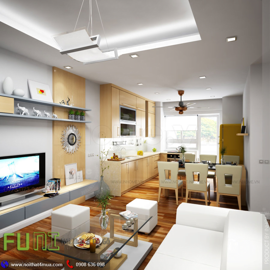 Bố trí phòng khách căn hộ chung cư nhỏ 50m2 Bố trí phòng khách căn hộ chung cư nhỏ 50m2