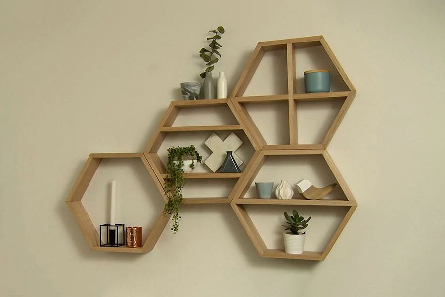Mẫu kệ gỗ treo tường lục giác đẹp