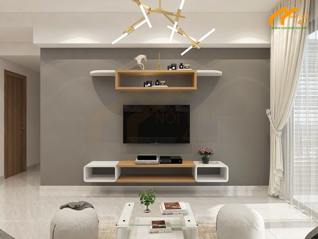Mẫu kệ treo tường trang trí đẹp phòng khách