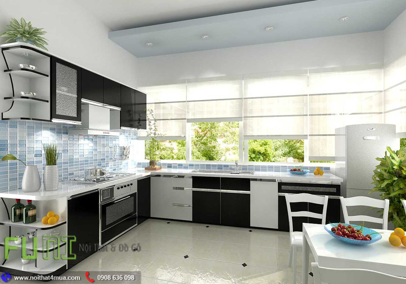 Mẫu phòng bếp gam màu trắng đẹp Mẫu phòng bếp gam màu trắng đẹp