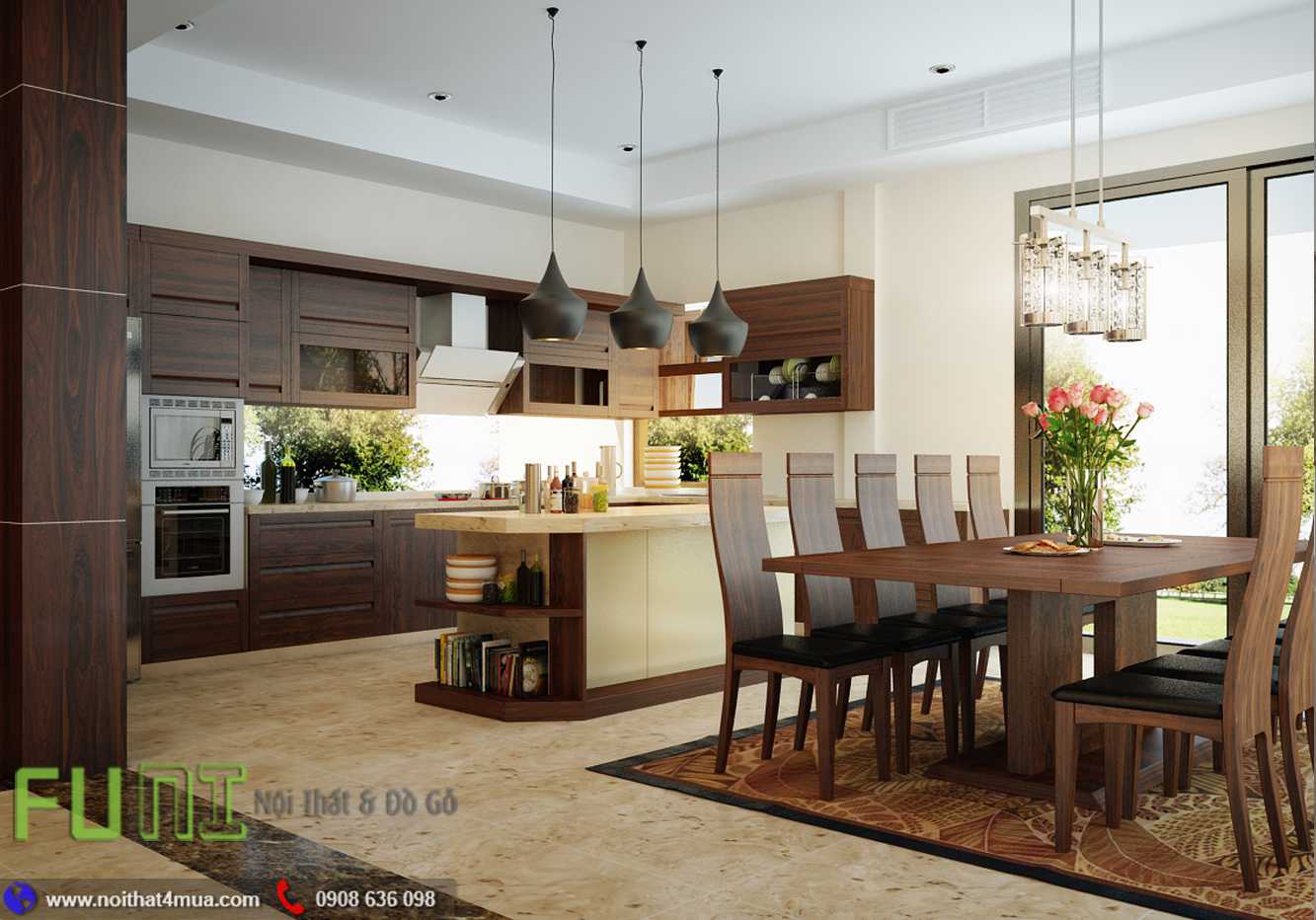 Thiết kế phòng bếp đủ độ sáng Thiết kế phòng bếp đủ độ sáng