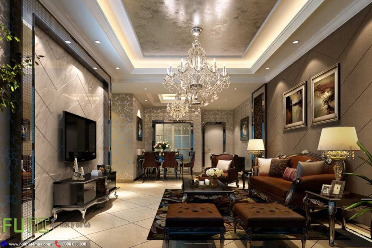 Phòng khách căn hộ phong cách cổ điển Phòng khách căn hộ phong cách cổ điển