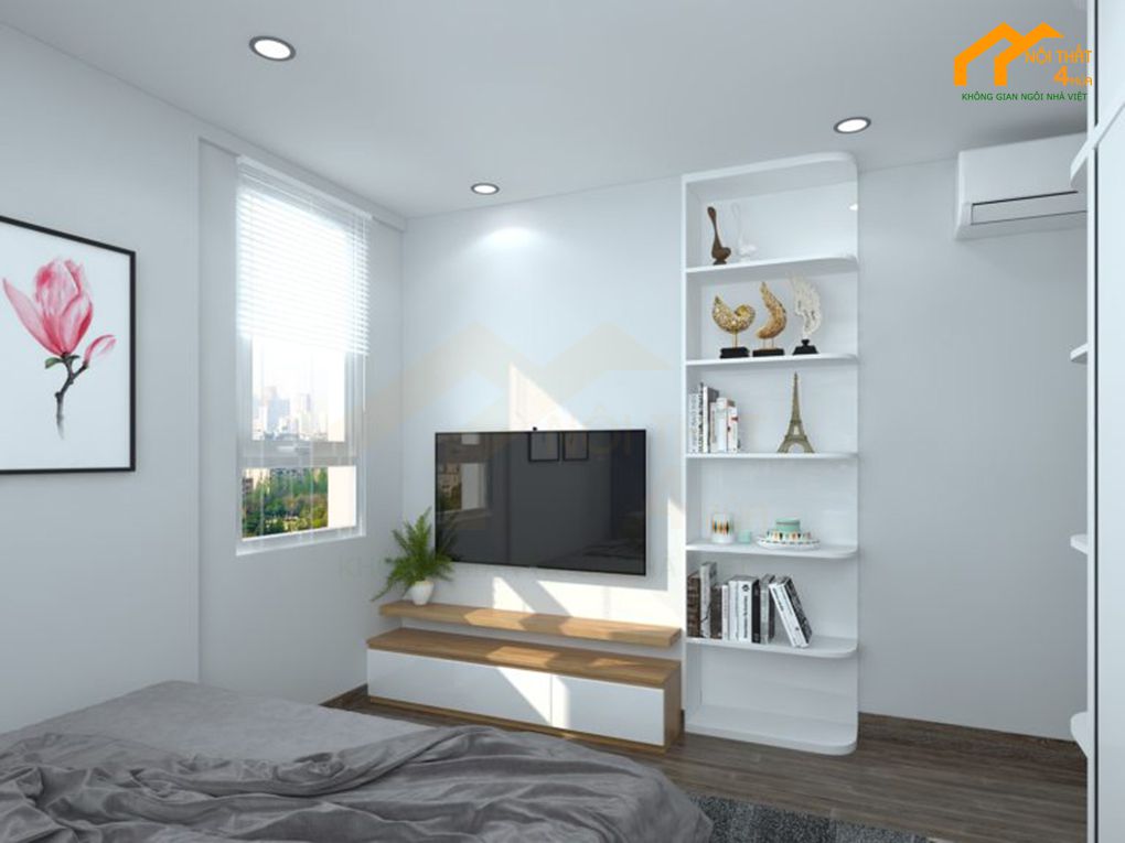 20 Mẫu thiết kế nội thất phòng ngủ chung cư đẹp hiện đại 6 Mẫu phòng ngủ chung cư nhỏ màu trắng