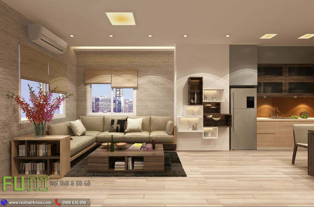 Mẫu thiết kế phòng khách giao thoa với phòng bếp đẹp Mẫu thiết kế phòng khách giao thoa với phòng bếp đẹp